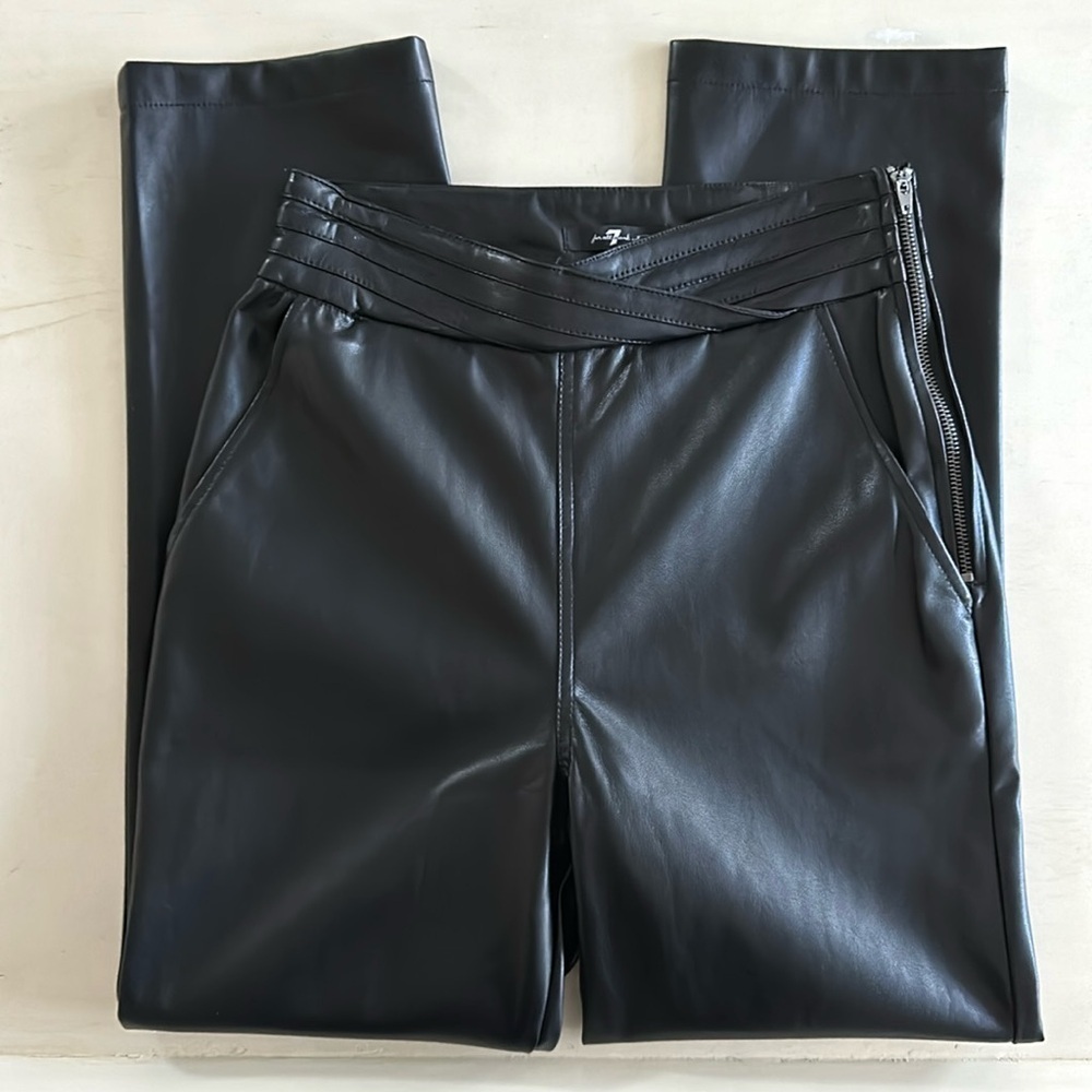 7 For All Mankind Black Faux Leather Pants